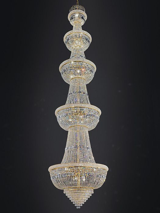 Empire multi-tier gold chandelier with 24% lead crystals