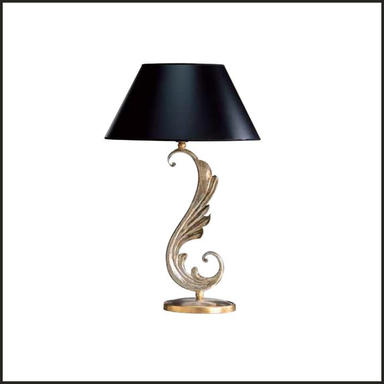 Leaf-style table lamp with round base