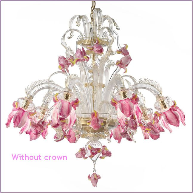 Murano pink flower chandelier in 9 sizes