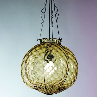 Venetian amber baloton glass ceiling lantern