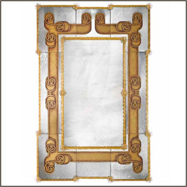Large art deco wall mirror with golden eglomise finish