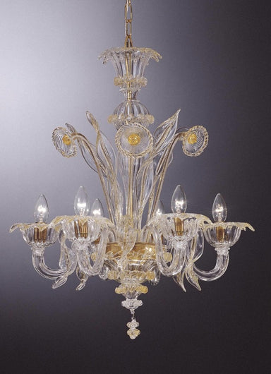 Murano crystal chandelier with gold decorations