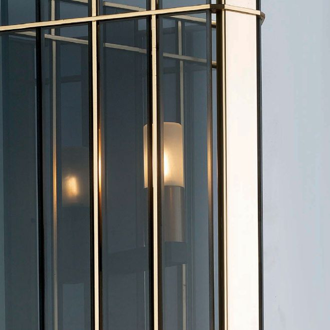 46 cm smoked glass lantern-style wall light