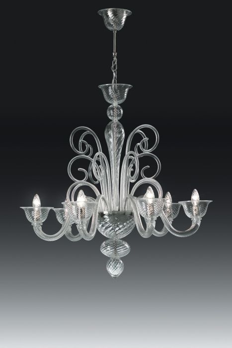Elegant 6 light Murano glass chandelier