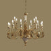 Beautifully Detailed Gold Metal Chandelier with Wooden Base
