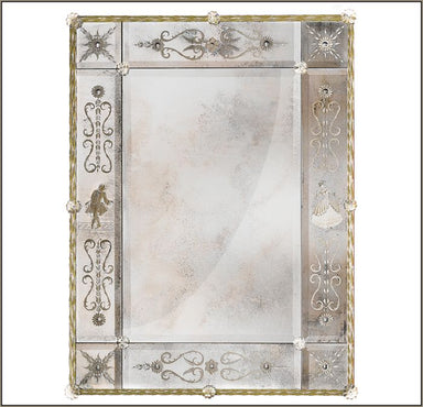 Traditional Venetian mirror with 24 carat gold and clear glass