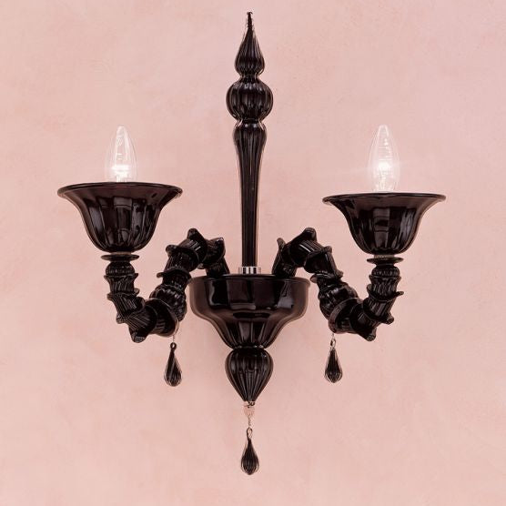 Black Murano glass wall light with more colour choices