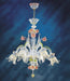 Murano glass chandelier with green and pink flowers