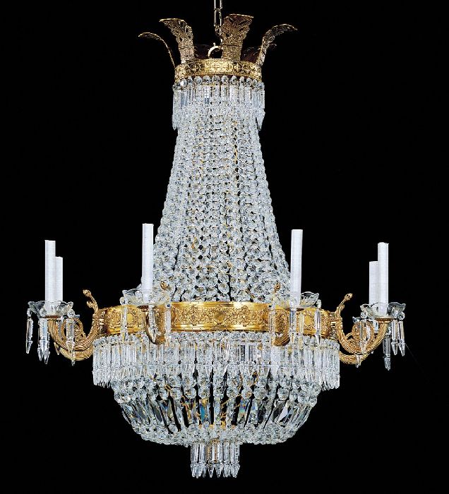 Glittering 8 light crystal Regency chandelier