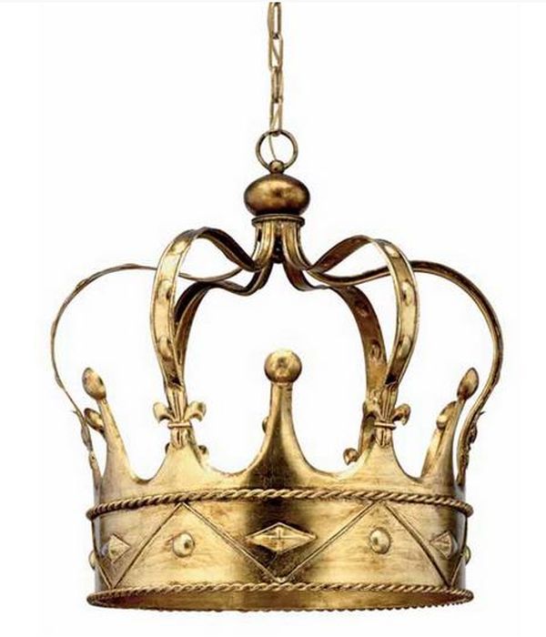 Crown Chandelier in Gold Metal