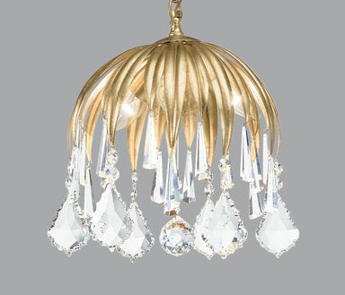 Gold Metal Chandelier With Suspended Premium Elements