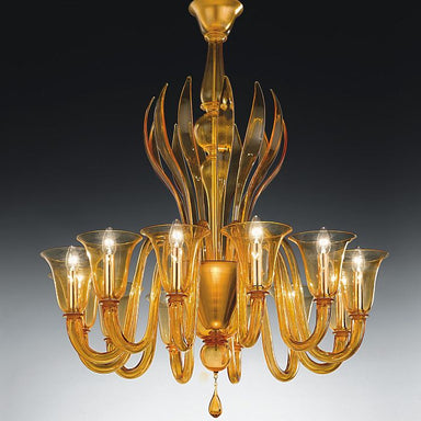 Clear Murano Glass 6 Light Alessandro Lenarda Chandelier