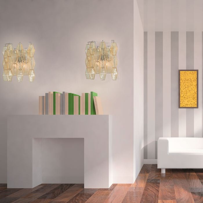 Modern mid-century Murano glass polyhedral wall light