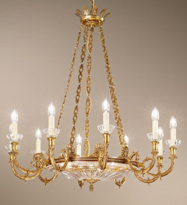 Antique French Gold 10 arm English-Style Chandelier