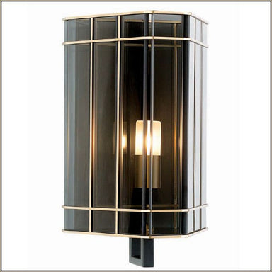 30 cm luxury smoked glass wall light with gold detail