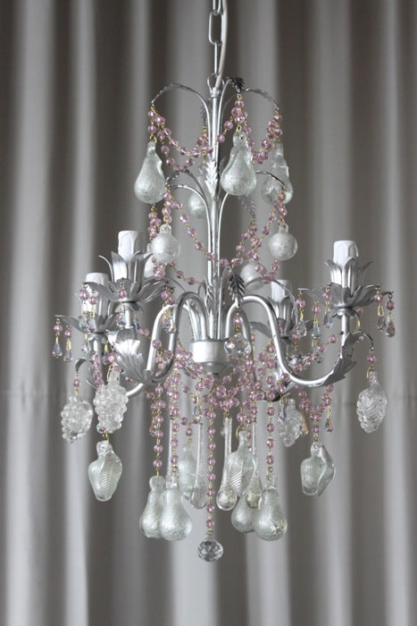 4 arm silver Venetian glass fruit chandelier