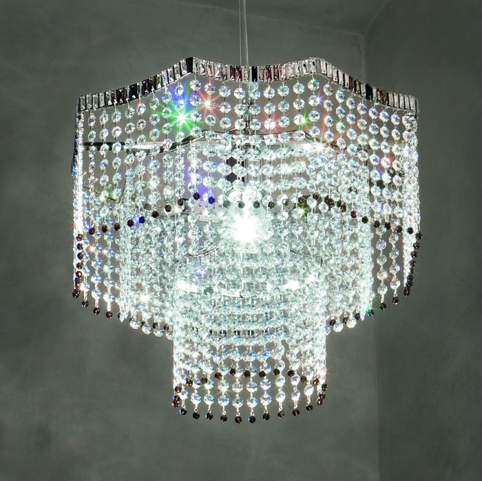 Sparkling clear, black & topaz Swarovski crystal pendant light