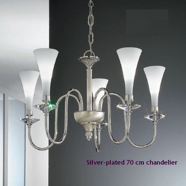 Silver-plated chandelier with Austrian crystal bobeches