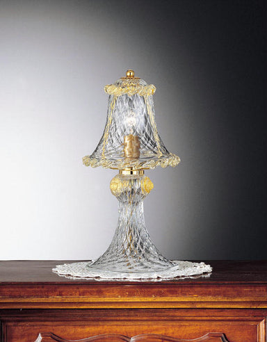 Traditional clear Murano glass table light with gold detail