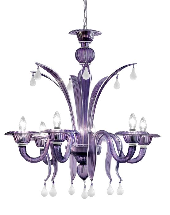 Murano glass chandelier with crystal droplets