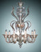 Six arm crystal and amber glass chandelier
