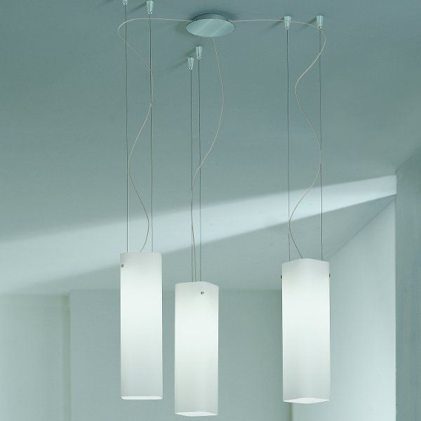 Modern Satin White Murano Glass And Chrome Pendant Light