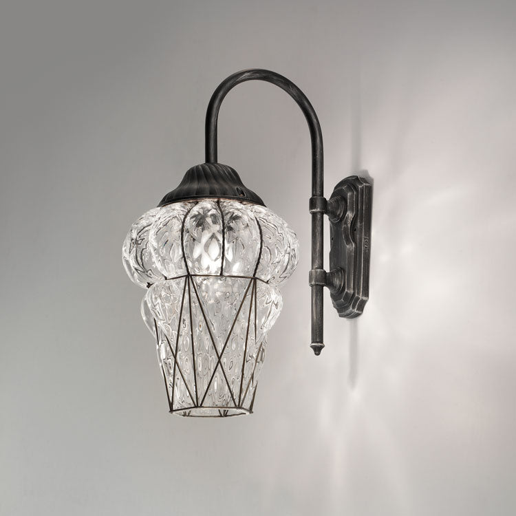 Venetian outdoor wall light with clear crystal diffuser
