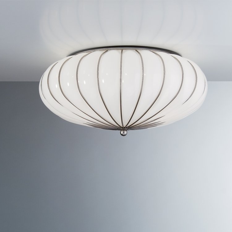Transparent or White Murano Glass flush fitting ceiling light