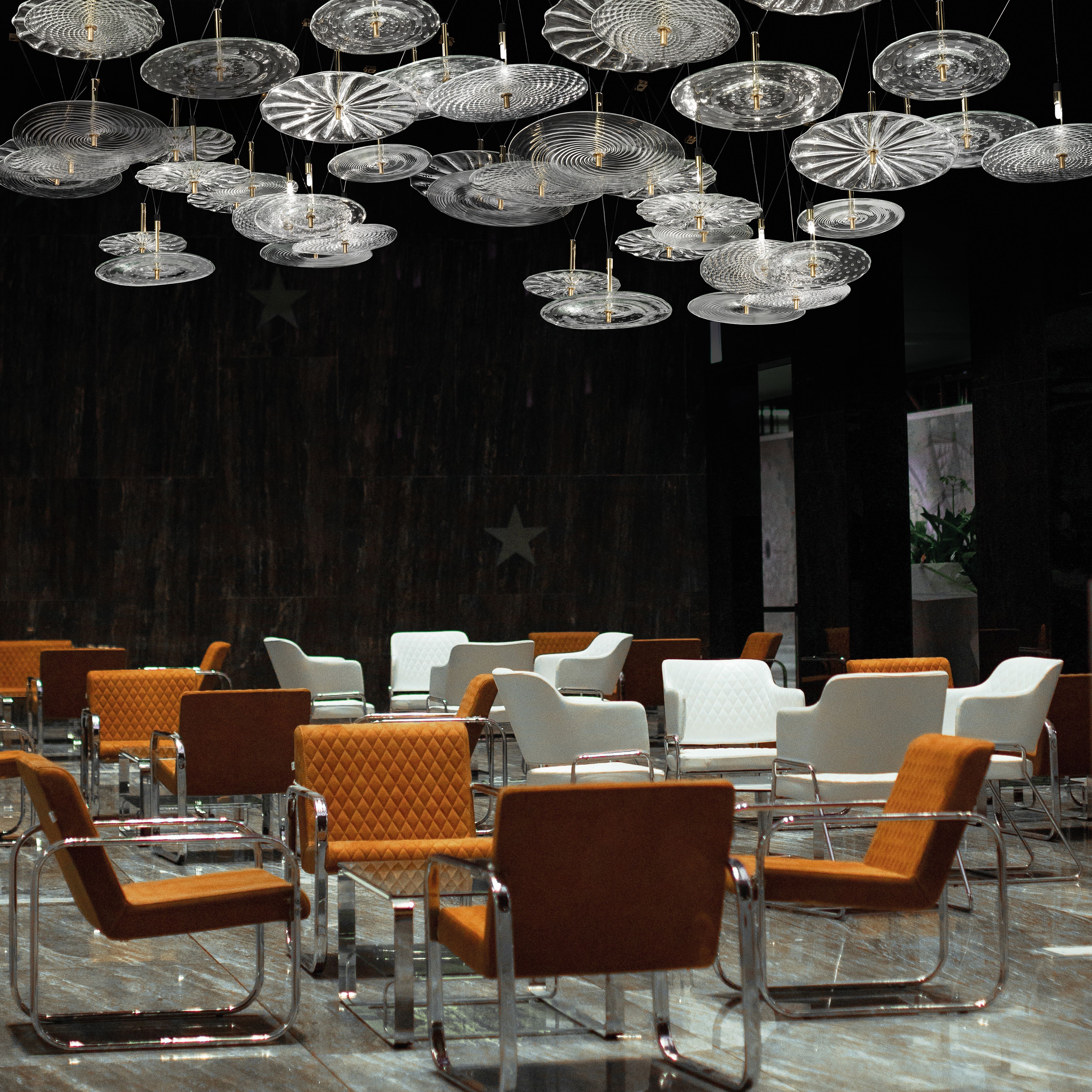 Glass disc cluster ceiling pendant