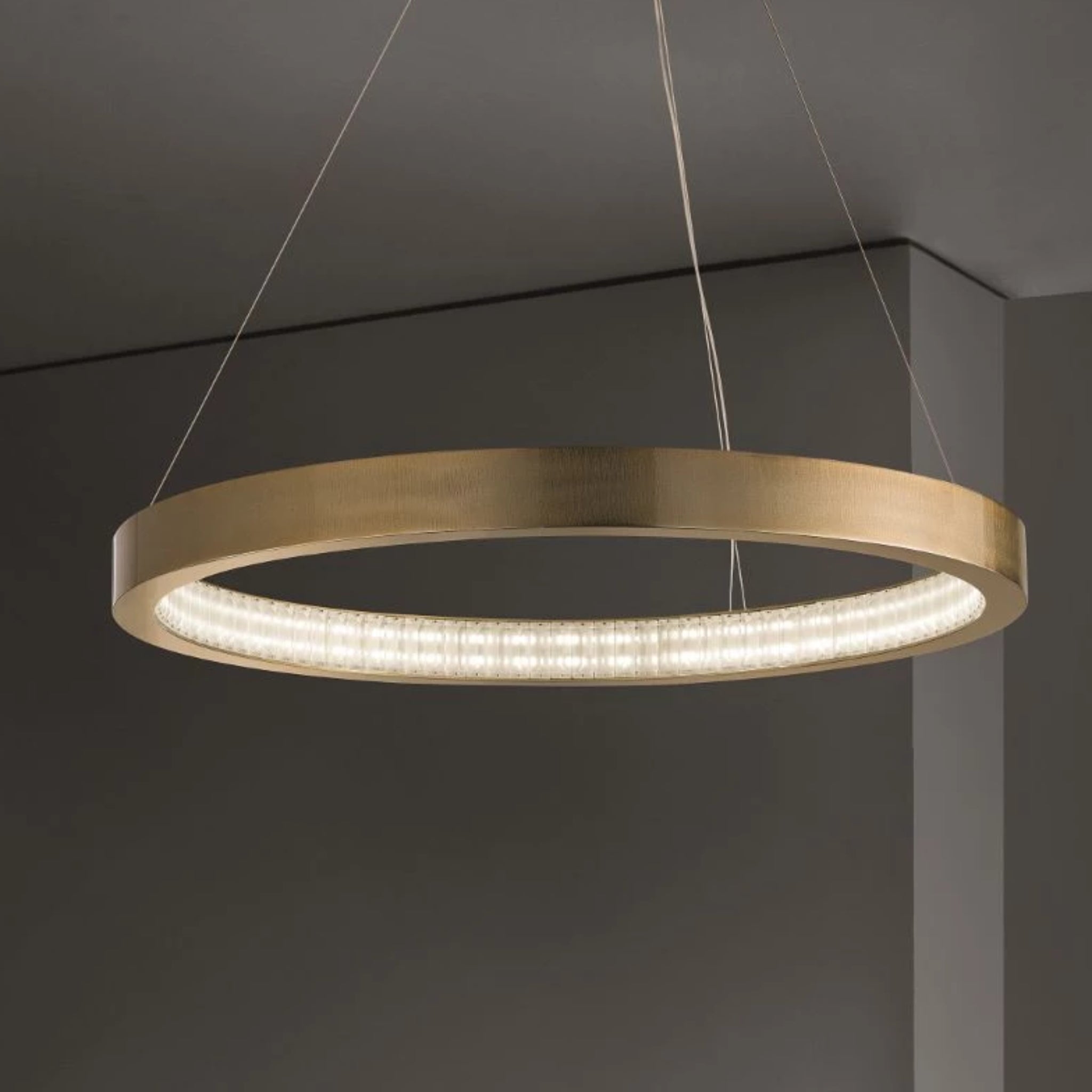 Modern Round Ceiling Pendant in Brass