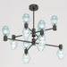 Mid-Century Black Murano Class Chandelier by Beby