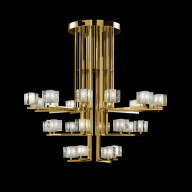 Modern golden tiered chandelier