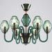 6 Arm Murano Glass Chandelier in Green by Beby