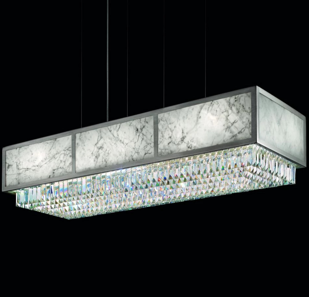 Marble Plated Chandelier with Crystal Pendants