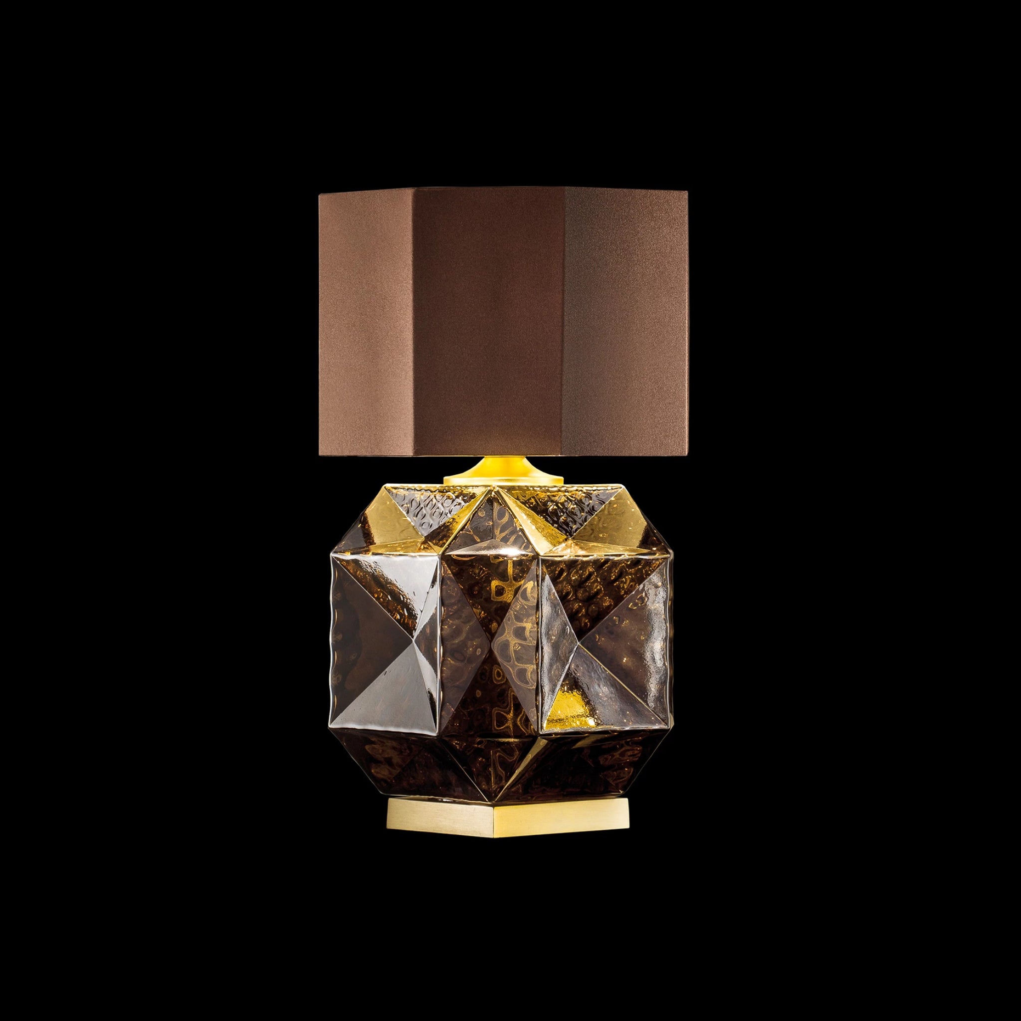 Geometric Hand Blown Murano Glass Table Lamp with Shade