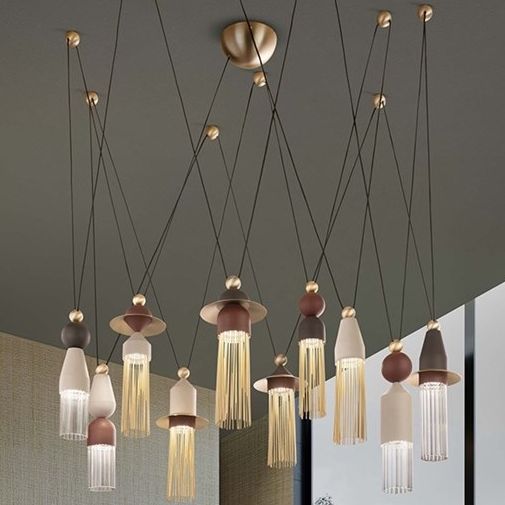 Modern 10 Light Composition From Italy In 4 Neutral Metal Colours